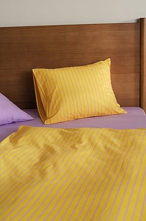 Jotex - Pussilakanasetti Orgaaninen Sitruunankeltainen/liila Sitruunankeltainen/liila - SIMA - Osta Kapeat sängyt Jotex