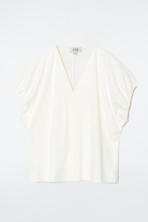 COS Women's Gathered Cotton Blouse in White