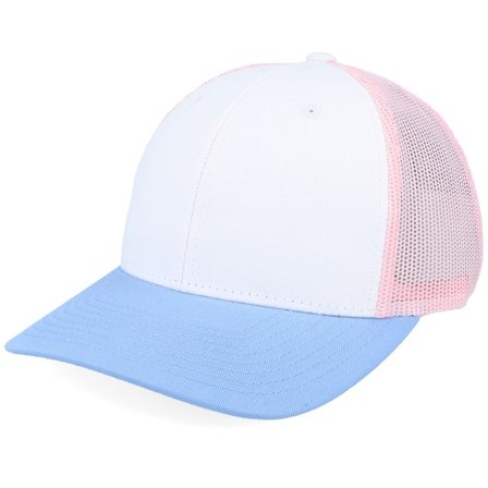 Equip - White/Pink/Light Blue Trucker Trucker White Cap - @ Hatstore