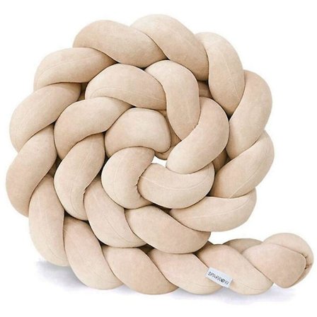 Enkelt seng krybbebeskytter, bomulds baby pude, perfekt rejseseng, baby velour pude, beige, 2m