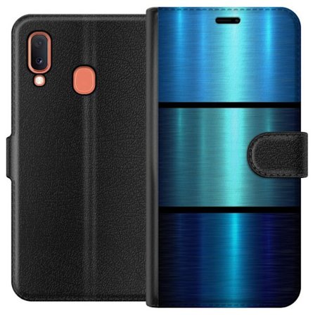 Kompatibelt Lommeboketui til Samsung Galaxy A20e Blå Metalliske Striper