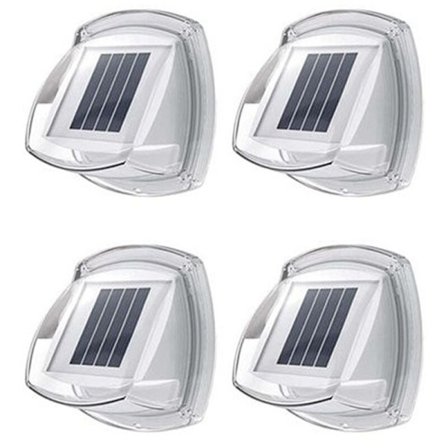 Pakke med 4 vandtætte udendørs solcellehegnlamper 8 LED solcelledrevne udendørs væglamper dekorative dæklys varmt lys