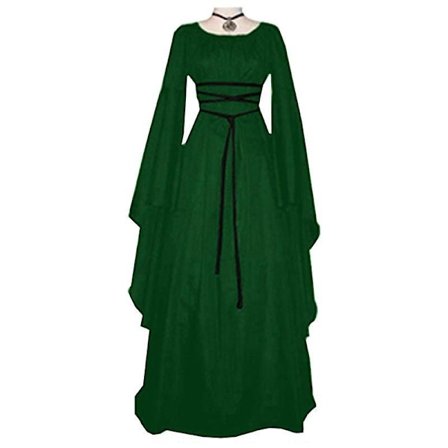 Women Halloween Renaissance Medieval Maxi Dress Gothic Cosplay Costume