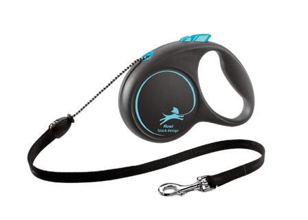 Flexi - Rullebånd Black Design Cord, 5m, M, maks 20kg, Lyseblå - Hund - Halsbånd - ZOO.no