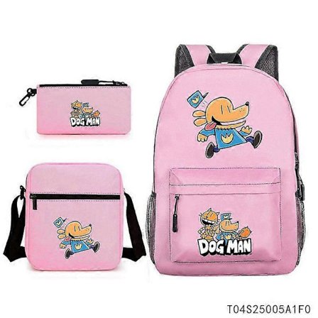 Børn DOG MAN Dav Pilkey 3D Skoletaske Isoleret Madkasse Penalhus Gave [DB]