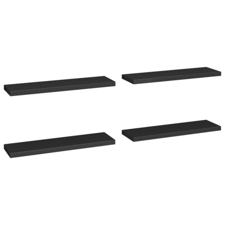 Vidaxl Svävande Vägghyllor 4 St Svart 90x23,5x3,8 Cm Mdf Svart
