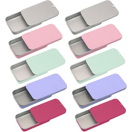 ING Tinnboks Pakke med 10 6 x 3,4 x 1,1 cm Tomme Bokser Skyveoppbevaringsboks Metall Tinnboks Tom Metallboks Liten Jernboks for Oppbevaring av Godteri