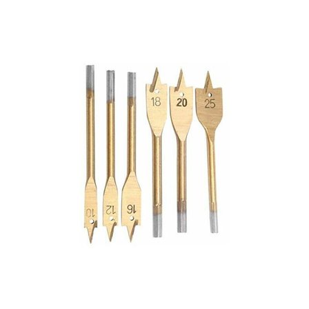Spadborr Set med 6 titan spade träborrar (10 till 25 mm)