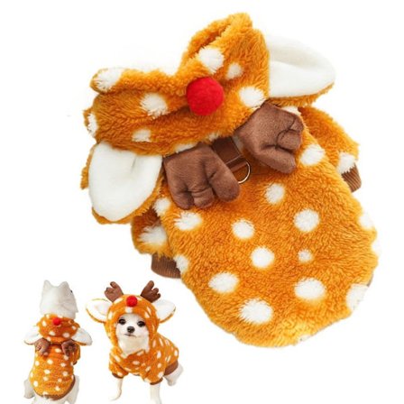 Husdjur Älg Ren Kostym Xl - Bröst 50cm, Rygg 38cm - Julkläder För Hund Katt - Juldräkt Hund Med Luva - Julkostym Hund -