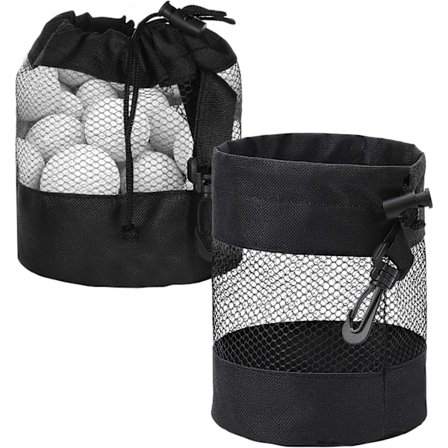 2-pack Golfbollspåsar, Nylonnät Golfbollspåse, med dragsko Golfbollspåse, Golf Förvaring Dragsko Nätpåsar (Svart)