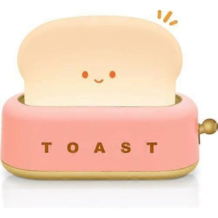 Sød Toast Lampe Brød Natlampe Genopladelig, Bærbar Børne Toast Natlampe Justerbar Lysstyrke Sengelampe