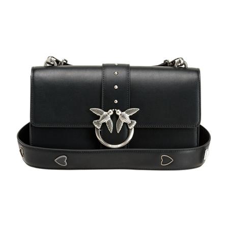 Pinko Classic Love Taske Icon jewel skulderrem Sort, Dame Skuldertasker, Størrelse: ONE Size