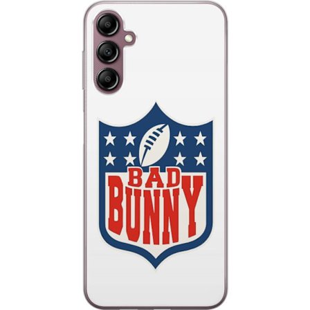 Yhteensopiva Puhelinkuori Samsung Galaxy A14 5G Bad Bunny punainen graafinen juliste, jossa on muotokuva ja typografia Latinalaisessa Amerikassa pop-s