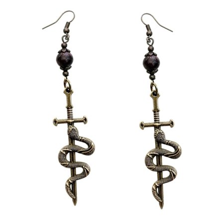 Örhängen Svärd Dagger XL Orm Tigeröga Serpent Sword Kniv Snake