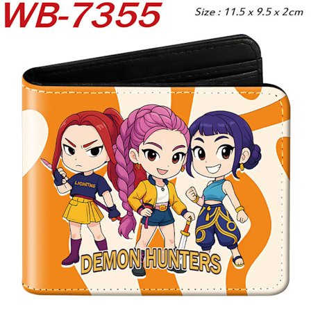 K-KPOP DEMON HUNTER plånbok i PU-läder, tvåfaldig, kort modell, populär och praktisk