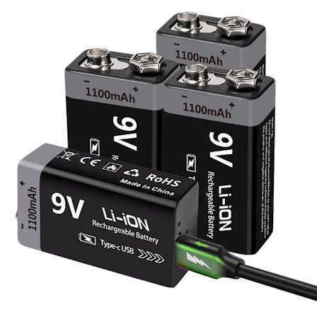 MATOV USB 9V ladattava akku 1100mAh Type-C ladattava 6F22 9V Li-ion akku RC-helikopterimallin yleismittarilelulle