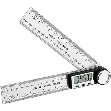 Digital vinkelmåler 2 i 1 Digital vinkelmåler med HOLD/Rev nullstilling 200mm rustfritt stål vinkelmåling med LCD-skjerm Mm/tommer for