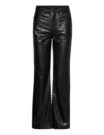 Studded Pu Straight Pants Trousers Leather Leggings/Bukser Svart ROTATE Birger Christensen*Betinget Tilbud