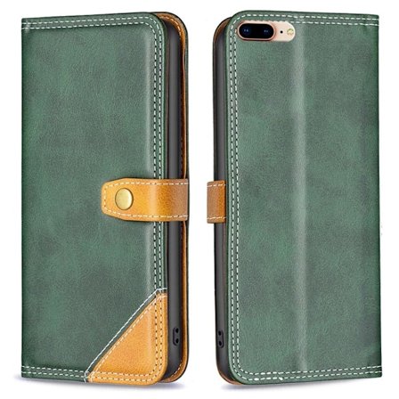 BINFEN to-farvet iPhone 7 Plus læderetui - Grøn
