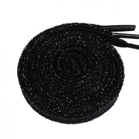 2 par glitrende, flate, metalliske skolisser, fargerike paljettsnørebånd 110 cm