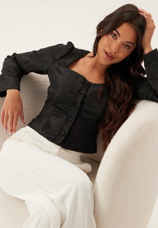 Chiara Forthi - Jacquard L/S Jacket - Black - Kläder - - Bubbleroom