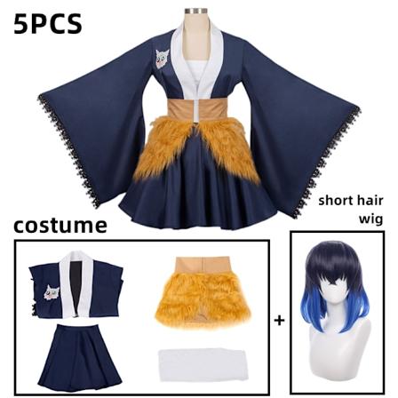 Anime Hashihira Inosuke Cosplay Halloween Kostume Kvinder Kostume Kjole Drama Kostume Uniform Kjole Karakter L-WELLNGS L costume short wig