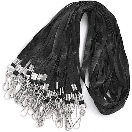 Nøglesnore til ID-kort/Navneskilte (50 stk., Sort)