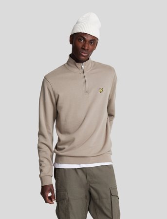 Lyle & Scott Cotton Merino Quarter Zip Jumper - Cream - XL