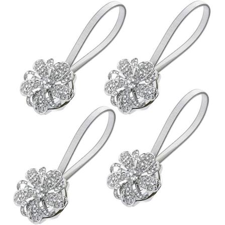 2 stk. Glimtende Magnetiske Gardinholdere med Påfugl Blomster Krystal Gardin Spænde Smukke Magnetiske Gardinholdere til Soveværelse Stue Kontor (4 stk