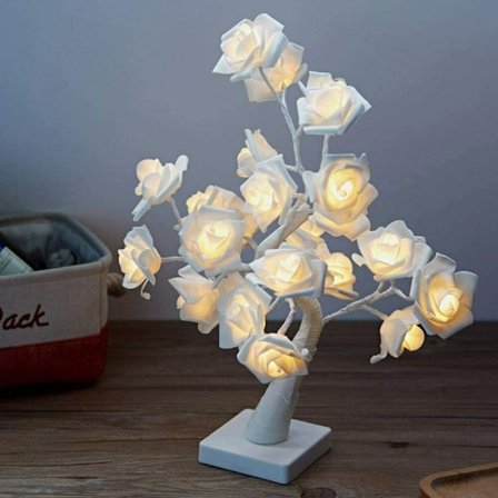 LED Skrivebordslampe Roseform Blomstrende Roselampe