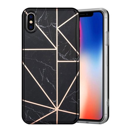 Marmormotiv iPhone Xs skal - Svart