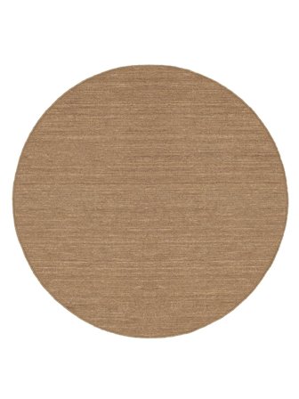 Tapis De Laine Uni Handloom Flat Marron Clair Rond Grand