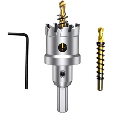 32 mm volframikarbiditeräksinen reikäsaha, TCT-reikäsahaterä 2 titaanipinnoitetulla ohjausterällä ruostumattomalle teräkselle, levylle, metallille