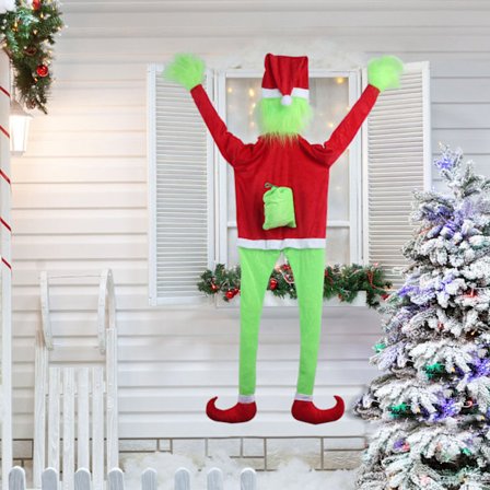 Uusi joulupukki kiipeää seinälle hauska riippukoriste samettivaatteet Grinch-täplä joulukoristeet