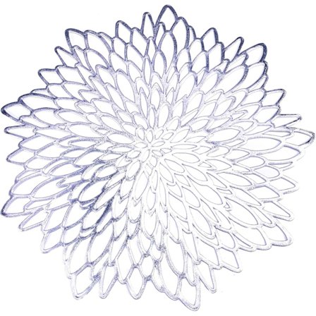 Set med 6, guldmetall vinyl runda placemats laminerad plast modern matbord dekoration utskurna placemats lotusform