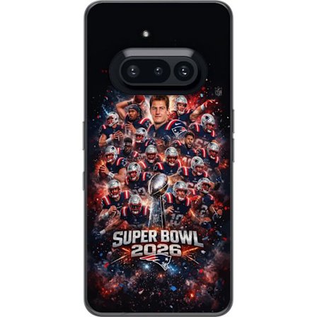 Kompatibelt Mobildeksel til Nothing Phone (3a) Super Bowl 2026 plakat med New England Patriots og NFL-trofe i eksplosiv sportsdesign