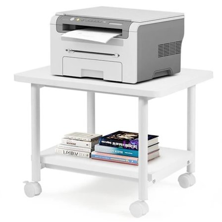 COSTWAY Printer Support med 2 Niveauer, Multi-funktionel Opbevaringshylde til Hjemmet og Kontoret, Hvid