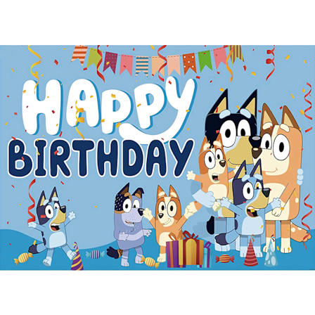 Bluey Banner Bakgrunn Partydekorasjon