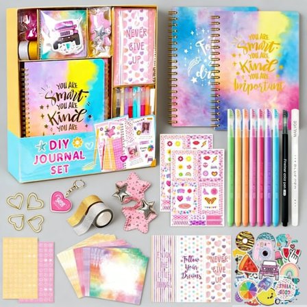 DIY Dagboksset för Tjejer 8-14 år – Skrapbok och Journal Kit med Tillbehör, Perfekt Present till Jul och Födelsedag