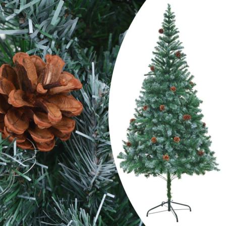 Vidaxl Plastgran Med Led Och Julgranskulor Och Kottar 210 Cm Grön