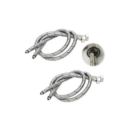 Tilkoblingsslange G 3/8 DN6 på 80 cm lengde for vannkran, kompresjon gjenging fleksibel vannledning 2 rom (1 par)