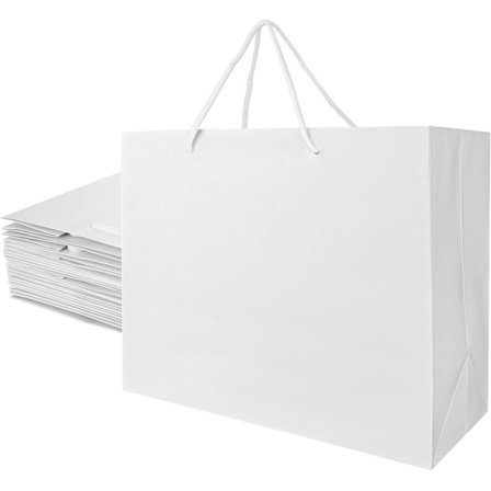 20 kpl valkoisia lahjakasseja, 30x25x13 cm valkoinen paperikassi kahvoilla, paksuus 250 g keskikokoinen juhlapaperinen vähittäismyyntikassi lahjakassi