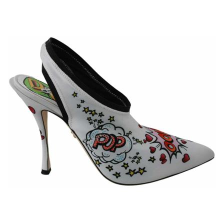 Dolce & Gabbana, White WOW Neoprene Stretch Pumps Shoes Biały, Kobieta, Rozmiar: 36 EU