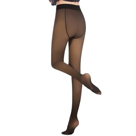 Kvinners termiske fleeceforede strømpebukser falsk gjennomskinnelig hudfarge for vintervarme tykke strømpebukser leggings med fleecefôr 200 Gr(L-XL)