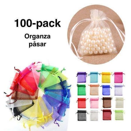 100 kpl organza-pussia, 9 x 7 cm - Käsin ommeltuja