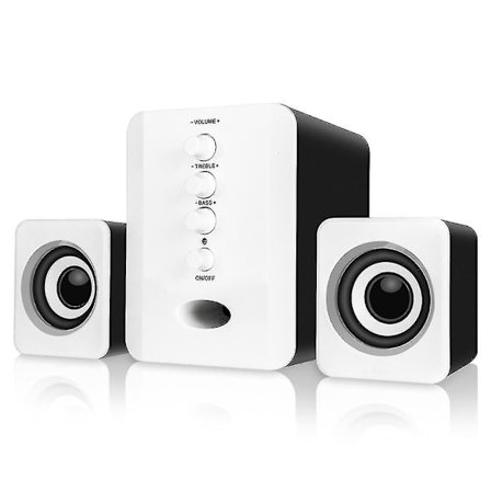 2.1 PC-högtalare med subwoofer, kompatibel med dator och bärbar dator, USB-driven (svartvit)