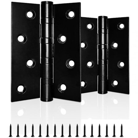 Par kraftige kulelager dørhengsler rustfritt stål krombelagt kompatibel tre innvendig utvendig svart 100mm