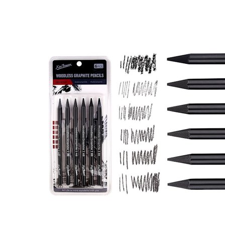 Skitse Blyant Sæt - 6 Grafit Blyanter til Kunst Skitsering og Tegning