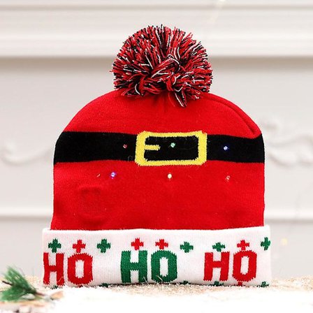 2024 Ny LED-lue Kreativ Blinkende LED-lys Strikket Lue Snømann Vinter Varme Farger Strikket Lue Gave [Db]