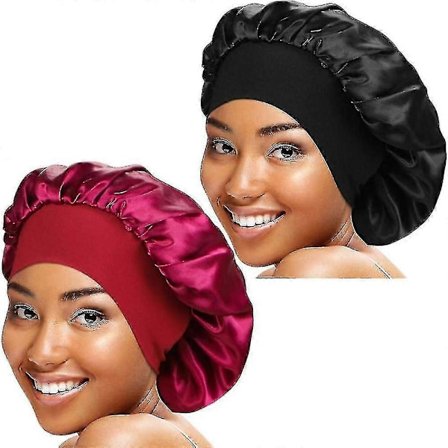 2 Stk. Bred Strikk Satenghette Sovehette Myk Nattehatt For Kvinner BET